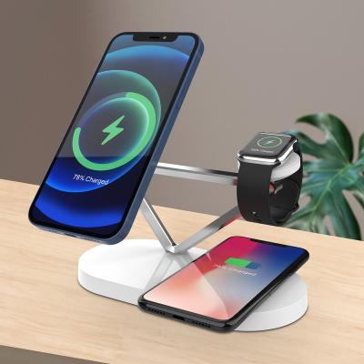 China New Design Mobile Phone Portable Fast Magnetic Qi Wireless Charger 3 In One For Apple Watch For Max 11 Pro for sale