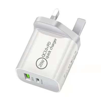 China Type C 20w Wall 20W USB Charger New Arrival PD QC 3.0 Quick Charger UK Plug CE Certificated PD Charger UK for sale