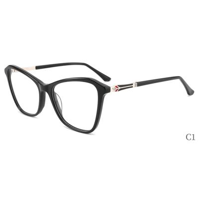 China Optical Frame Ready In Stock Designer Style Colorful Acetate Frame With Metal Temple Optical Frame for sale