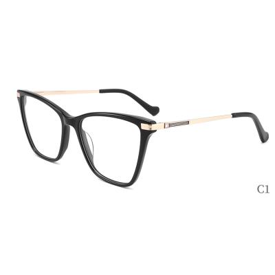 China Hot Selling Colorful Optical Frame New Design Woman Acetate Frame With Metal Temple Optical Frame for sale