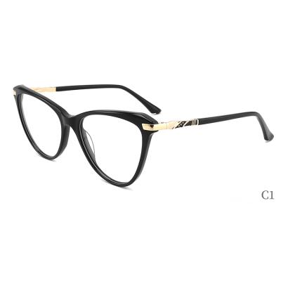 China Colorful Optical Frame Designer Style Ready In Stock Acetate Frame With Metal Temple Optical Frame for sale