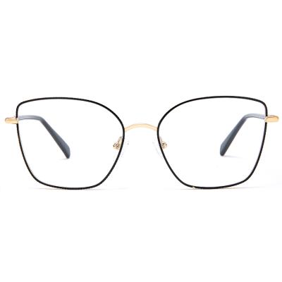 China Many Colorful Big Frame Woman Shatterproof Square Metal Eyewear Optical Frame for sale