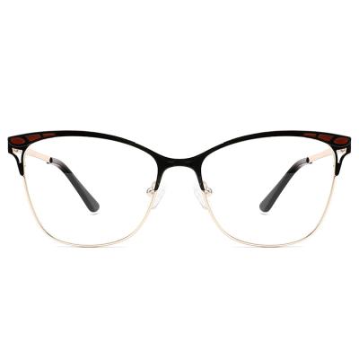 China 2021 designer style big eyewear frame many square fashion glass woman colorful metal optical frame for sale