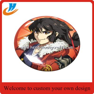 China Cheap custom 50mm tin badge,print badge with cartoon logo design for sale