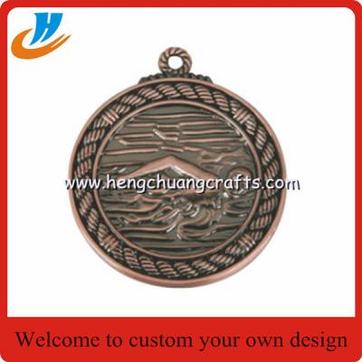 China Polished antique copper swimming medals,do custom design swimming sports medals for sale