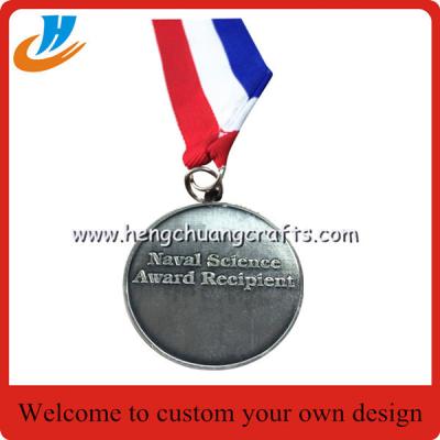 China Naval metal medal with ribbon,Custom naval science award recipient for sale