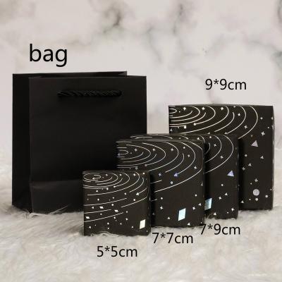 China Fashionable Jewelry Packaging Boxes Starry Sky Gift Box Brooch Bracelet Necklace Earring Ring Cardboard Black Card Paper Gift Box for sale