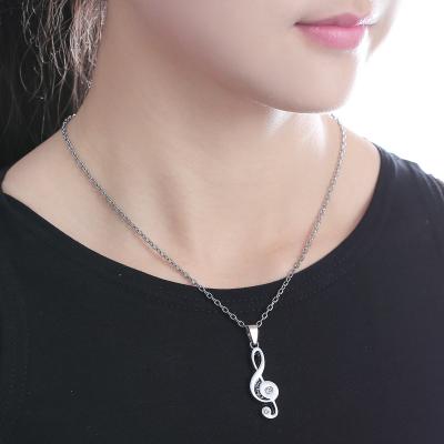 China 2021 Hiphop New Arrivals High Quality 316L Stainless Steel Necklace Musical Note Moon Stainless Steel Necklace For Women for sale