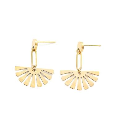 China Fashionable Cute 316 L Stainless Steel Real Gold Plated Geometric Helix Shaped Stud Earrings for sale