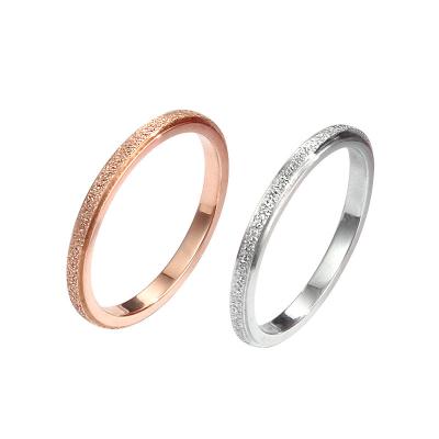 China CLASSIC Wedding Ring Titanium Steel Ultra Fine Fashion 2mm Stainless Steel Frosted Ring Female Rose Gold Pressure Sand Couples Ring for sale