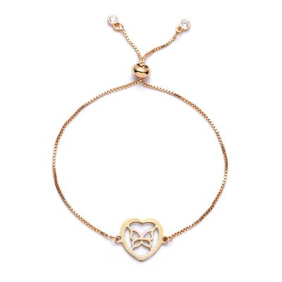 China 2021 New Fashion Design Gold Charm Stainless Steel Cavity Butterfly Women's Cute Bracelet for sale