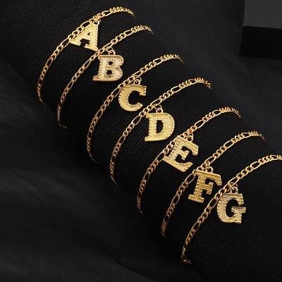 China FASHIONABLE A to Z Letter Anklet Chain 26 Alloy Beach Tennis Alloy Alphabet Letter Charm Dangle Anklets for Women for sale