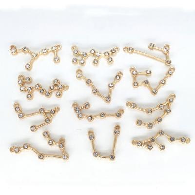 China 12pcs/lot TRENDY Gold Color Zodiac Charm Diy Constellation Pendants Pop Ring Bracelet Earings Necklace Pendants For Jewelry Making for sale