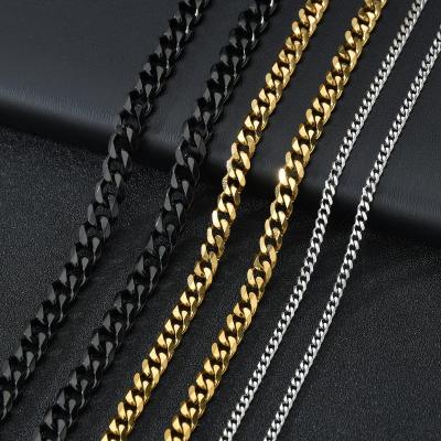 China Wholesale Hot Selling Thick Grinding Chain Necklace Stainless Steel 3mm Vintage Cuban Hexagon Fashionable Hip Hop Personality Chain for sale