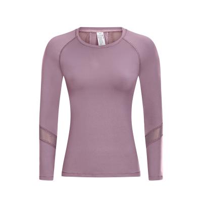 China Women Yoga Mesh Athletic Long Sleeves Sports Running Shirt Breathable Gym Workout Top Wear for sale