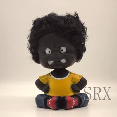 China Lovely Black Plastic Doll Kids Cartoon Toy Custom Vinyl Baby Dolls Coin Bank Plastic Baby Money Bank for sale