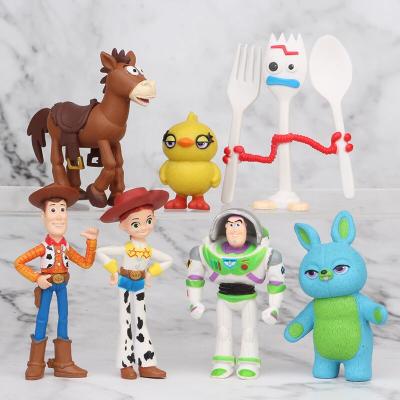 China Cartoon Toy Custom Toy Set Story 4 Movie Astronaut Woody Buzz Light Year Bo Peep Custom PVC Model 7PCS 4CM~7CM Cartoon Figure Boy Girl Toy for sale