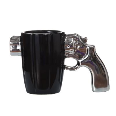 China 350ML Sustainable Fashionable Creative Personality Revolver Environmental Ceramic Drinking Water Mug for sale