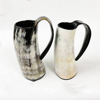 China Factory direct sale special art large capacity horn cup horn with pointed handle horn dinner wine glass for sale