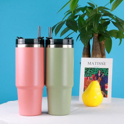 China All business cafe car ice tyrantNew product stainless steel single straw thermos cup for sale