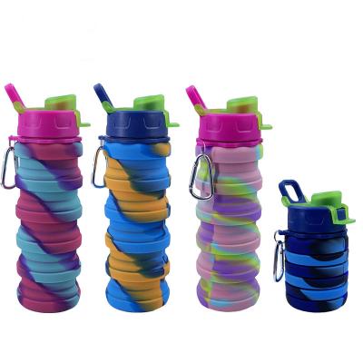 China Fashion Folding Logo Silicone Water Bottle Outdoor Sports Viable Customized Handsome Recycling for sale