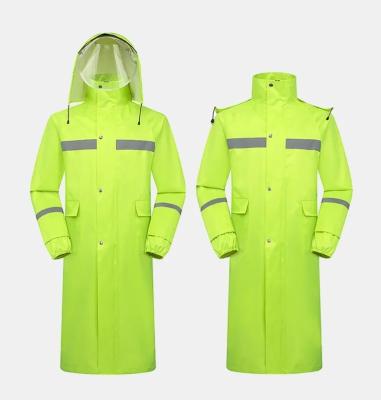 China Classic Long Raincoat Hi Vis Facemask Rain Jacket Yellow Reflective Breathable Men's Raincoat for sale