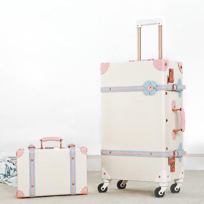 China Large Capacity Vintage Luggage Sets 2 Piece Retro Suitcase With Spinner Wheels Tall 24