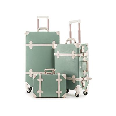 China Large Capacity Vintage Look Hardside Spinner Double Wheel Luggage Set 2 Pieces With Lock Durable Lightweight Suitcase Set Again for sale