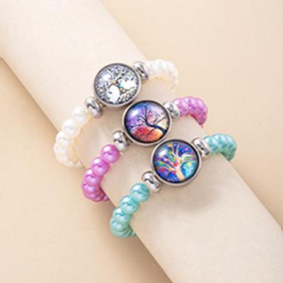 China FT-06 Fashion Ethnic Bracelets Set Alloy 3pcs Adjustable Glass Tree of Life Bead Bracelet Kit for sale