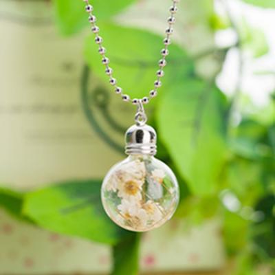 China FASHIONABLE Wholesale FT-108 Women Fashion Original Handmade Glass Bulb Jewelry Preserved Factory Dried Flower Necklace For Girl for sale