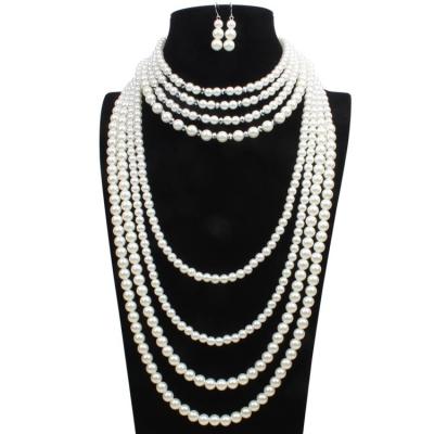 China TC-26 Fashionable Chinese PEARL Pearl Chain Necklace Designs Bridal Necklace Set Fancy Necklace Sets for sale