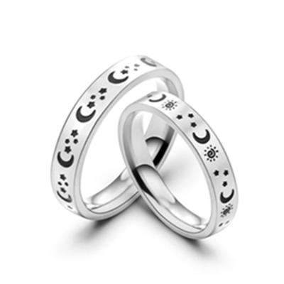 China TRENDY Simple Rings BY-31 Jewelry Fashion Woman Stainless Steel Star Moon Silver Ring for sale