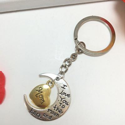 China ZYF-06 Wholesale Fashion Gift Jewelry Personalized I Love You To The Moon And Mommy Dad's Back Chain Dad Mom Moon Heart Key for sale