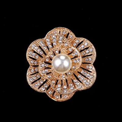 China Fashion Vintage Women's Clothing Wholesale Jewelry Crystal Diamond Pearl Round Flower Brooch YZ-36 Korea for sale