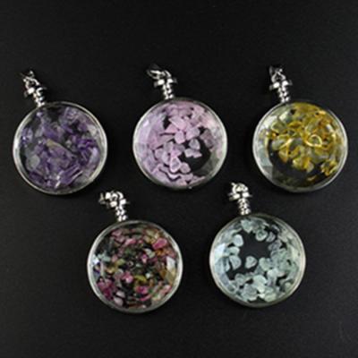 China Fashion BYUE-08 Crystal Agate Round Wish Bottle Chips Stone Pendant Jewelry Accessories for sale