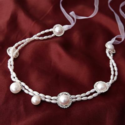 China HX-011 Women's Handmade Sweet Fairy Fashion Pearl Hair Band Headband Wedding Bridal Hair Jewelry Accessories Wholesale for sale