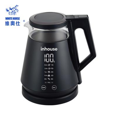 China 360 Quick Rotate Tea Dispenser Coffee Water Boiling Degree Base 1.2L Inner Tank Using Explosion-proof Glass Electric Price Small Digital Kettle for sale