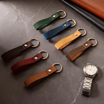 China Retro promotion gift leather key chain with seven colors to support small wholesale for sale