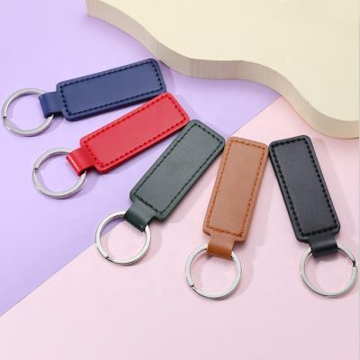 China Promotion Logo Rectangle Shape PU Strap Gift Customized Genuine Leather Key Chain Key Chain for sale