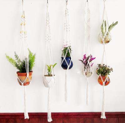 China Europe 5 Pack Macrame Plant Hanger, Handmade Cotton Woven Plant Pot Hanging Holder Plant Rack for Indoor Outdoor Home Decor for sale