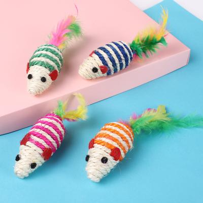 China Viable Hot Selling Colorful Realistic Pet Cat Chew Toy Sisal Mouse Toy for sale