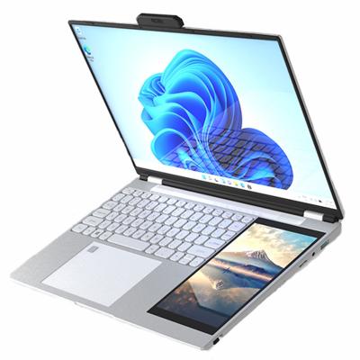 China US Layout Keyboard 2023 OEM New 15.6 Inch Quad Core IPS Dual Screen N5105 Aluminum Metal Fingerprint Laptop Notebook for sale