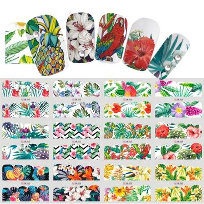 China Easy Apply Nail Water Transfer Sticker Green Foil Parrot Nail Art Slider Decal Set Fruit Slider Flower Wraps Foils Manicure Nail Vendor for sale