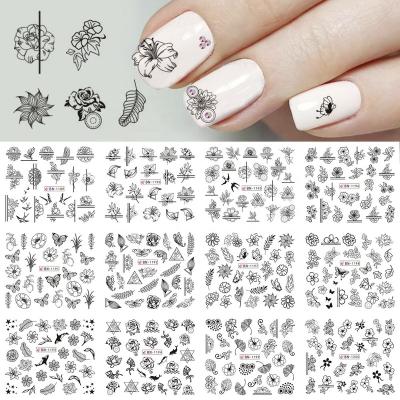 China Nail Art Decoration New Arrival Mixed 12 Nail Designs Water Transfer Sticker Nail Art DIY Tattoo Slider Flower Butterfly Leaf Polish Manicure Set for sale