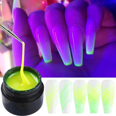 China DIY Nail Art Beauty 5ml Spider Gel Nail Polish Luminous Painting Drawing Gel Fluorescent Pull Silk Glow In The Dark Creative Nail Art Gel for sale