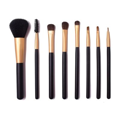 China Angular Blush 8PCS Makeup Set Brush Horse Hair Black High Quality Facial Makeup Brushes Kit With PU Bag Wholesale for sale