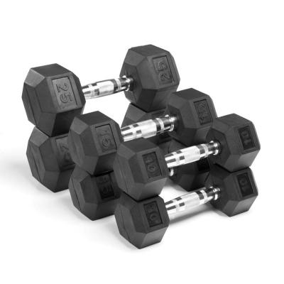 China Gym Rubber Cross Equipment Fitness Equipment Dumbbell Hex Hex Dumbbell Rubber Coated Dumbbell for sale