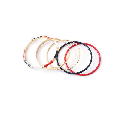 China FASHIONABLE Custom Design Fashion Jewelry America Thin Layer Gold Enamel Coating Stackable Bracelet Set Accessories Women for sale