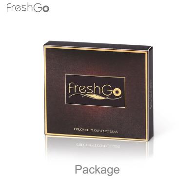 China Recycled Materials Freshgo Contact Lenses Paper Box Color Contact Lens Box Customized Cosmetic Contact Lenses Package for sale