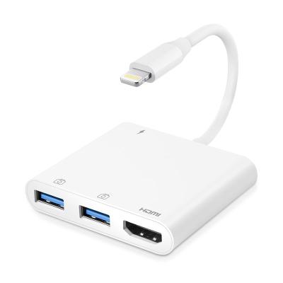 China Computer Lighting 1080P to S.M. Cable 2-USB 3.0 PD Digital AV TV OTG Adapter Hub for iPhone X XR XS 11Pro SE iPad Max Mini Pro for sale